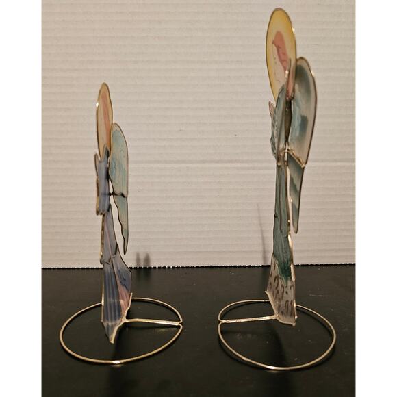 Capiz Shell painted Winged Christmas Praying Angels on Stands. - Picture 3 of 8